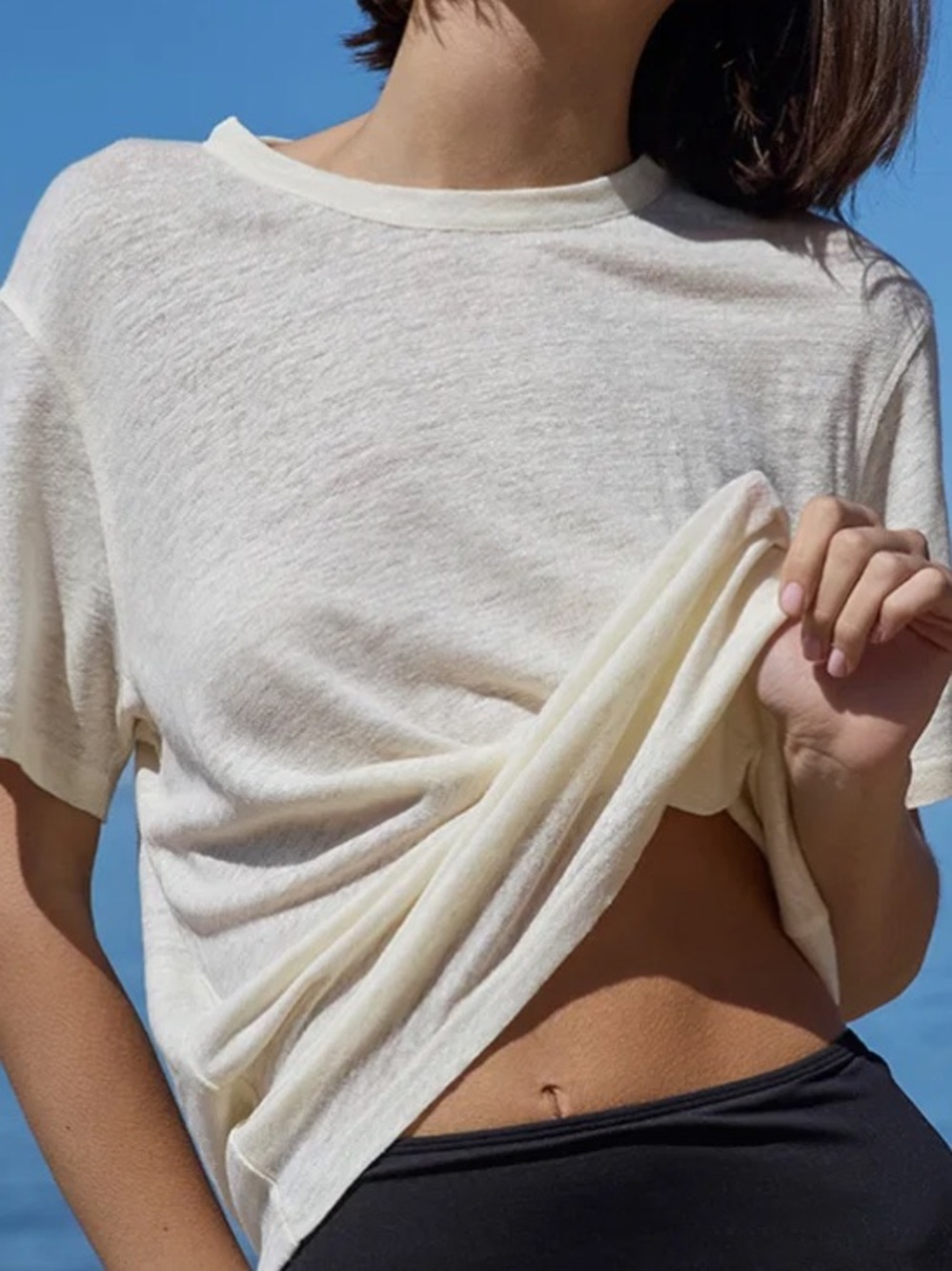 THE LINEN PERFECT TEE IN CREAM
